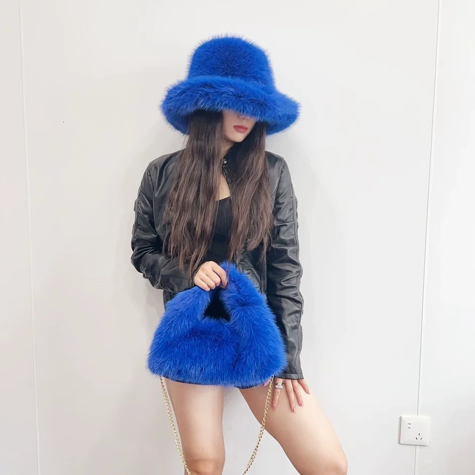 Y2K Autumn and Winter Womens Hats Bags Faux Fur Bucket Hat Cow Printed Plush Warm Holiday 251013