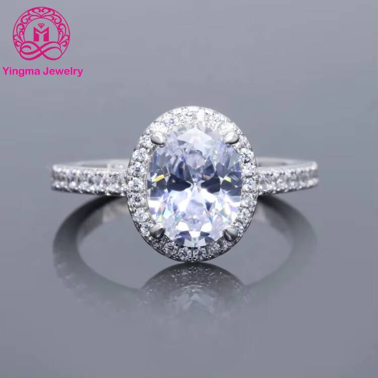 2ct Oval Stone Ring Sterling Silver 925 Gold Plated Rings VVS Moissanite Excellent Cut Oval Moissanite Ring for Gift