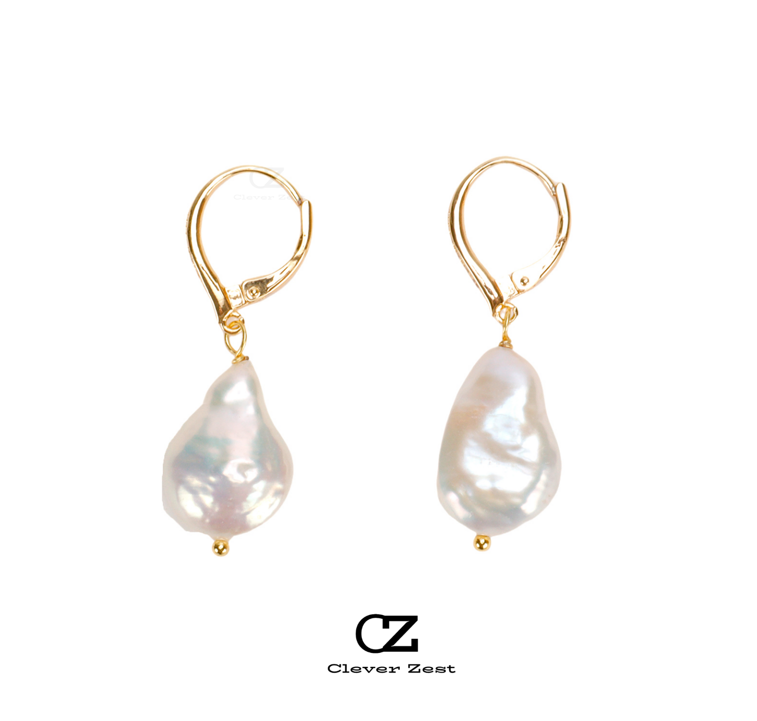 Natural White Baroque Pearl Stud Earrings 14K Gold-Filled Fashion Versatile and Trendy Anniversary Gift