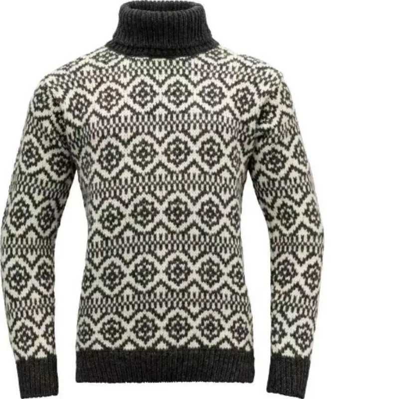 Mens European and American Retro Rhombus Turtleneck Sweater Loose Pullover Knitted J251029