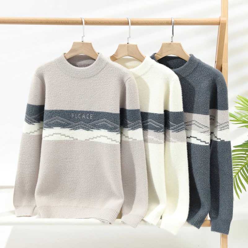 Classic Color Blocking Casual Knitted Sweater Mens Pullover 2025 Warm and Casual Fashion Autumn Winter Elegant Commuting Top J251029