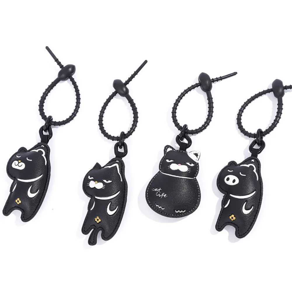 Cartoon Expression Cat Keychain Animals Leather Pendant Car Key Chain Cute Bag Accessories Girl GiftW251029