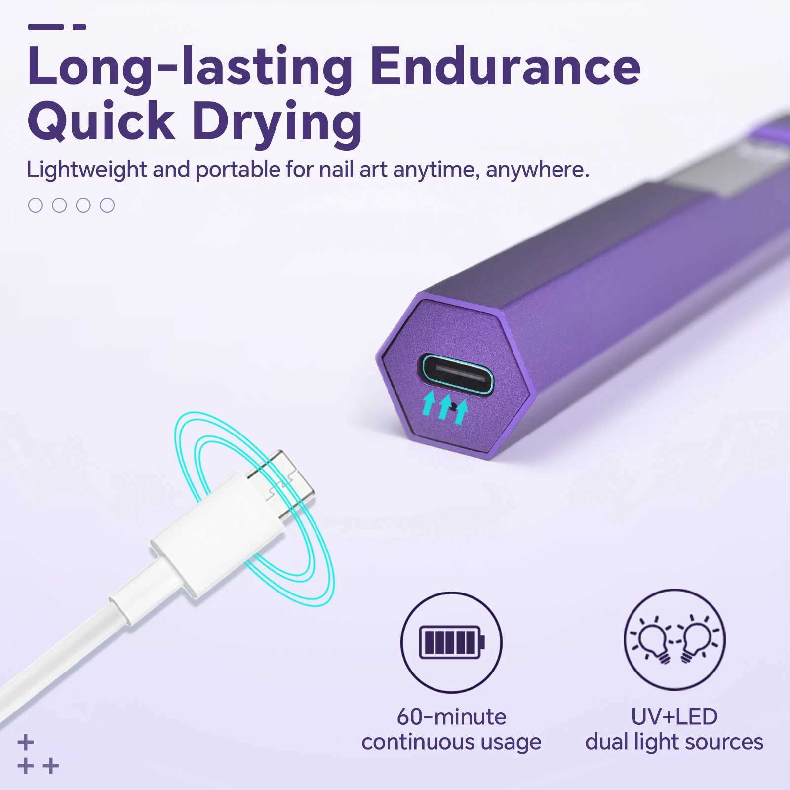 UV Led Nail Lamp For Drying Mini Handheld Nail Polish Dryer Varnish Purple Grey KADS USB Hand Light Professional Nail Art Tools J251117