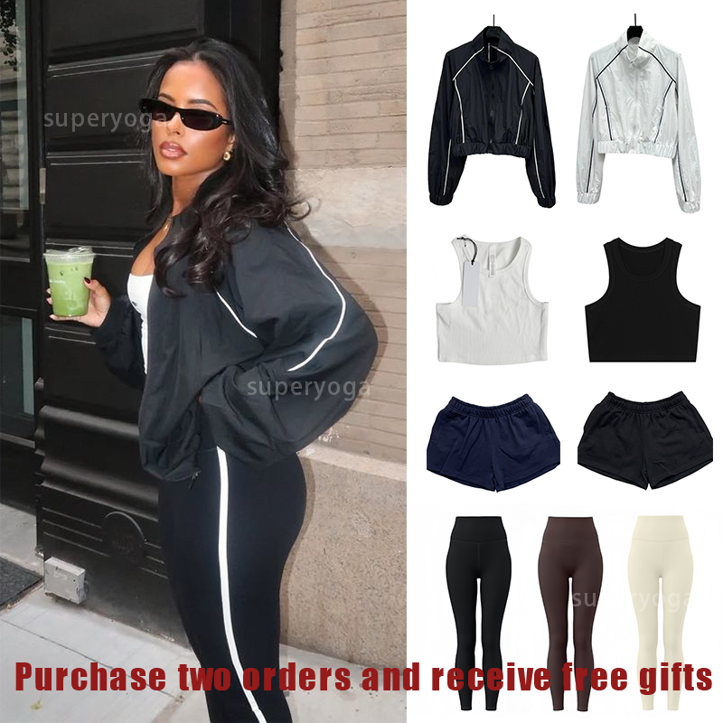 Women Clothes YOGA Shorts Sets Workout Sets women Gym Set High Quality Motivate Comfortable Full zip Jackets Coat Yoga Outfit Breathable Jacket aloliness clothes