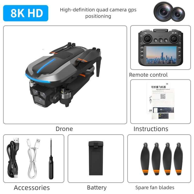 AE EVO Brushless Drone HD Aerial Photography GPS Return Folding Intelligent Obstacle Avoidance Screen Display Remote Control Airplane