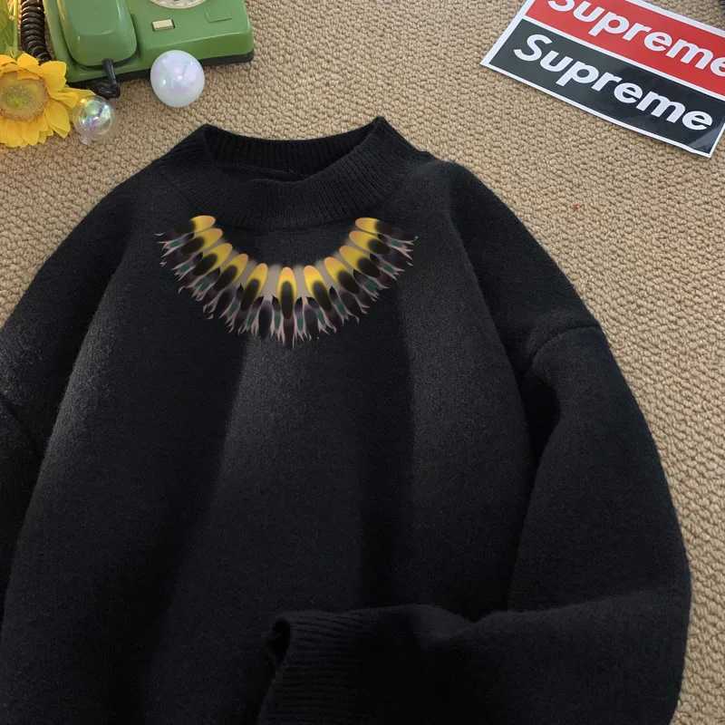 Mens Oversized Sweaters Autumn White Knitted Sweater Fashion Print 5XL Casual Wear for Man Knit Pulloves Men Clothes J251029