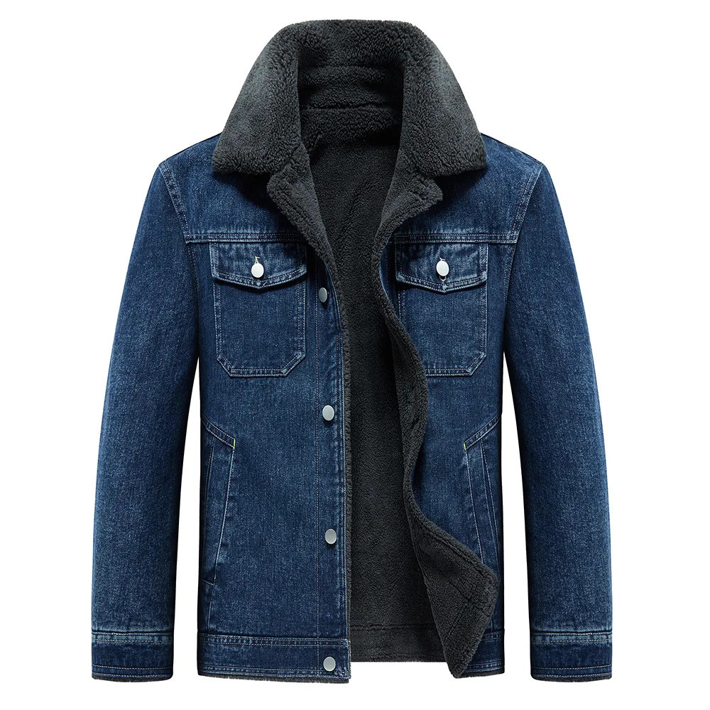 Winter Denim Jacket Coat Warm Fleece Thick Jeans Coat Men Windbreaker Fleece Thick Warm Men Jacket Multipockets Cow Overcoat 251024
