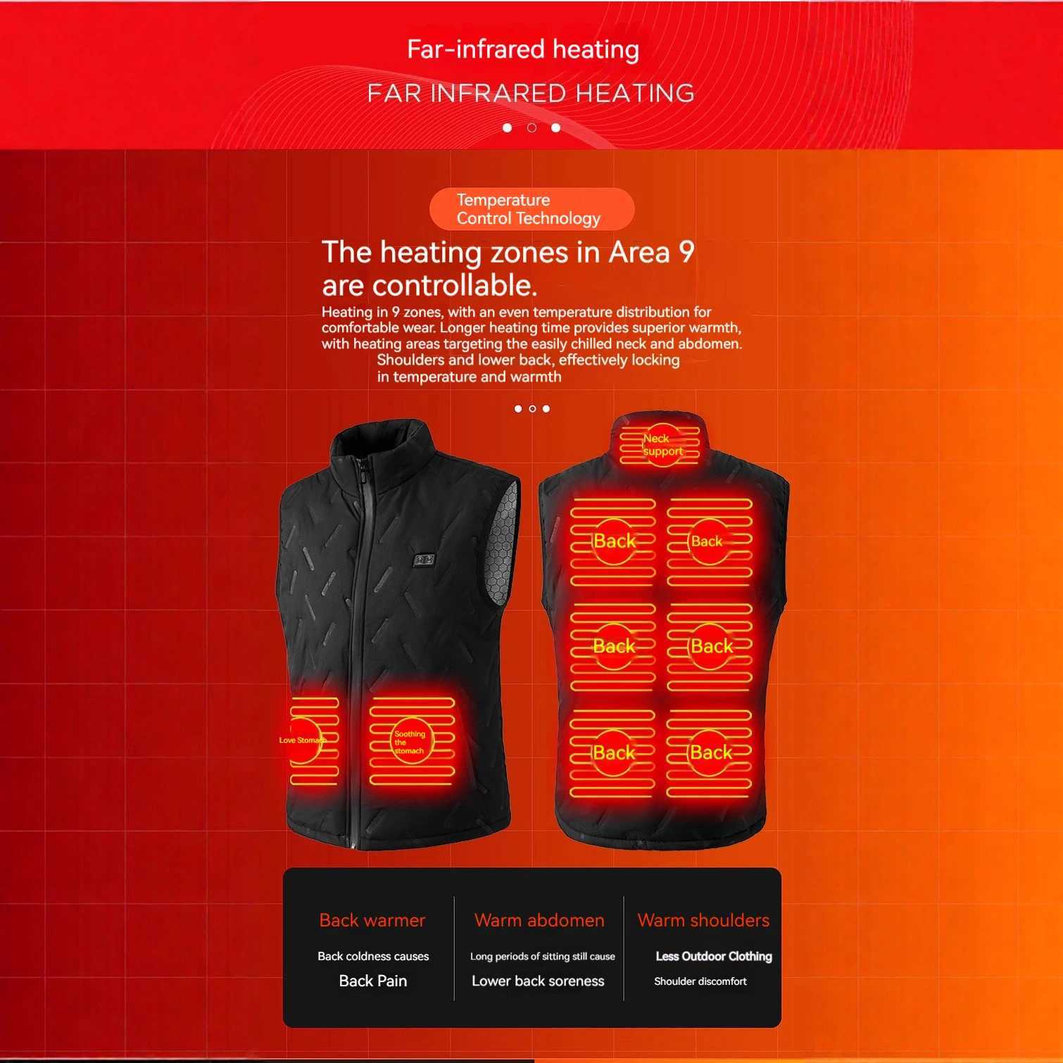 2025 Newest Electric Heating Vest for MenDual Control 9Zone Heated WaistcoatThermal Warming Sleeveless JacketUSBRechargeable W251029
