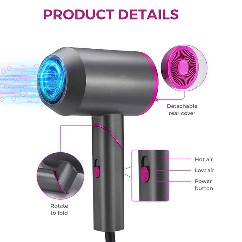 Wholesale Foldable Professional Strong Wind Super Sonic 200W Negative Ion Blow Hair Dryer Fast Dry Hair Dryer With Diffuser W251029