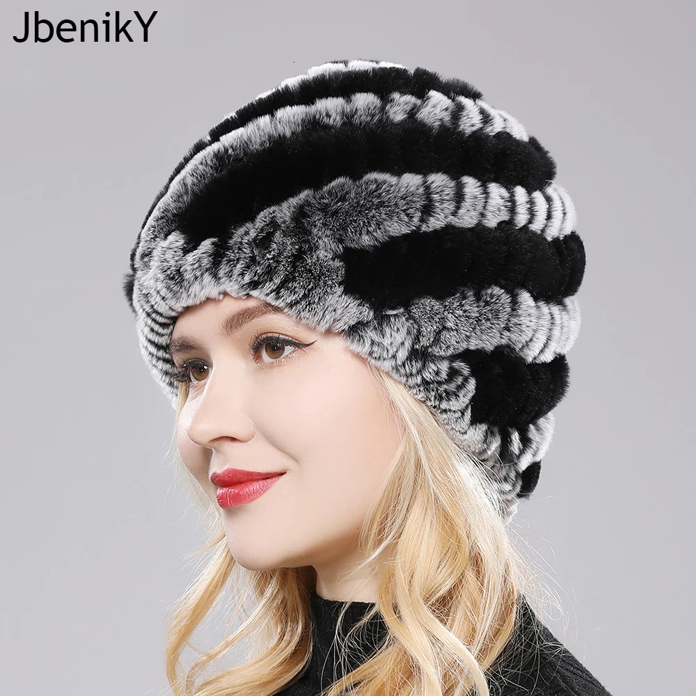 Women Winter Warm Real Rex Rabbit Fur Hat Snow Cap Winter Hats for Women Girls Real Fur Knit Skullies Beanies Natural Fluffy Hat 251029