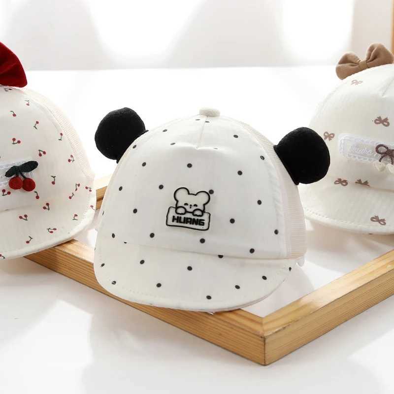 Red Bow Girls Mesh Duck Tongue Hat 06Month Baby Sun Hats Summer Children Sunscreen Visors Cute Cartoon Infants Net Peaked Cap251028