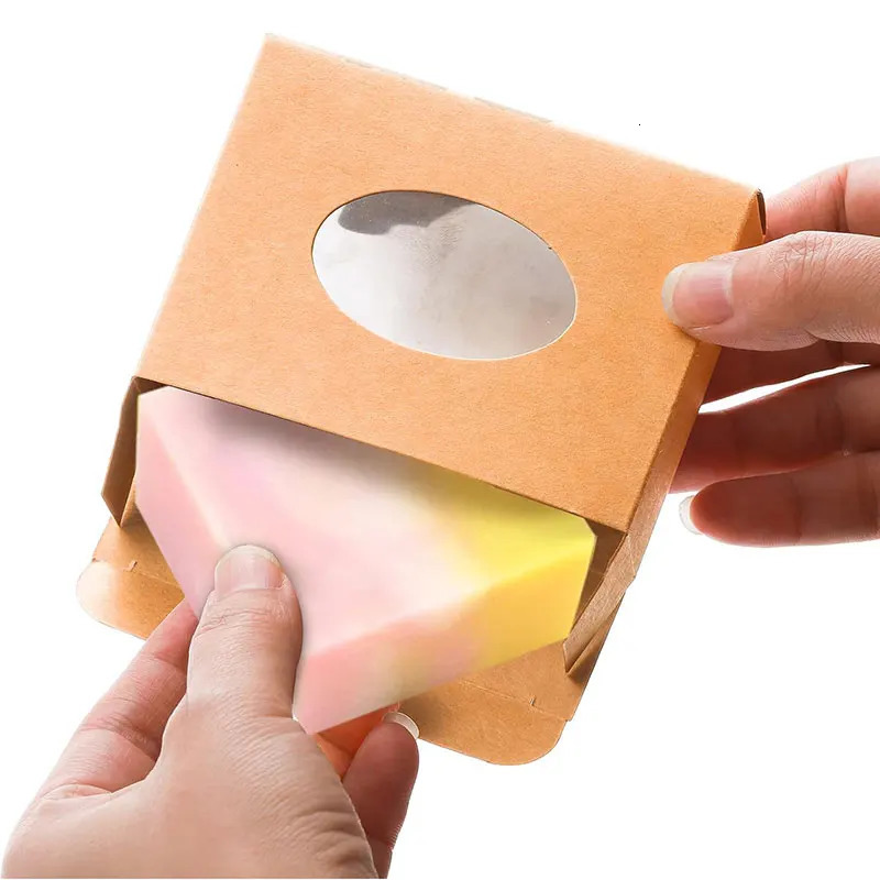 2030Pcs Mini Kraft Paper Box with Window Round Soap Packaging Boxes for Homemade Favor Treat Bakery Candy 251013