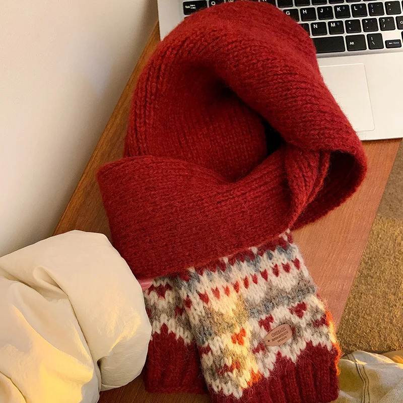 Fashion Winter Christm Atmosphere Blanket Scarf Green Knit Thick Warm Pashmina Shawl Wraps With Poncho Stoles Echarpe 251029