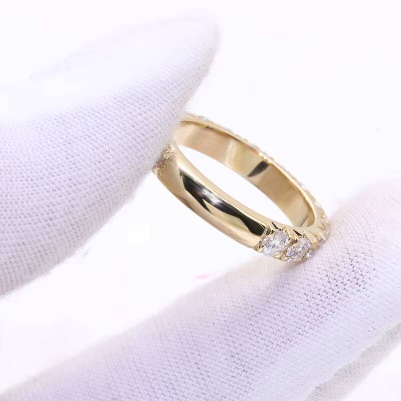 Beautiful Jewelry Moissanite Band Ring Wedding Engagement Ring 14K Pure Yellow Gold Moissanite Diamond Eternity Ring