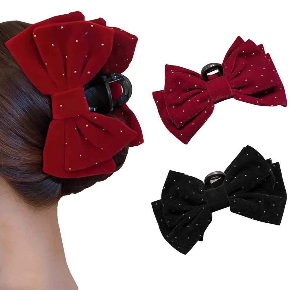 Bow Hair Clips Large Claw Crab Hair Accessories Flash Velvet Hair Clips For Hair French Hairpin Hair Volume Clip Advanced 2025W251028