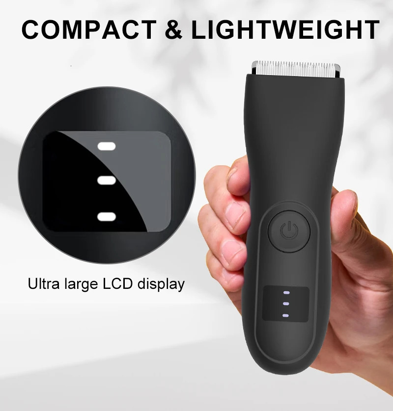 Mens IPX7 Ball TrimmerWaterproof Lighted Ceramic Blade Grooms Pubic Body Groin USBC No Nicks Gift for HimDad 251029