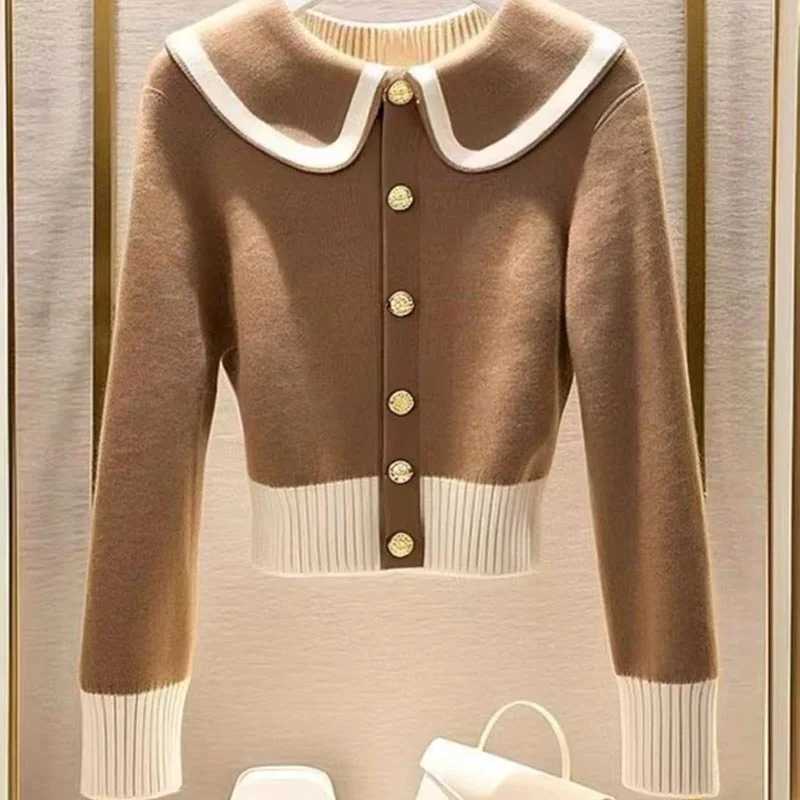 New High Quality Autumn Fashion Short Cardigan Sweater Women Long Sleeve Casual Knitwear Female Casual Knitted Sweater TopsT251028