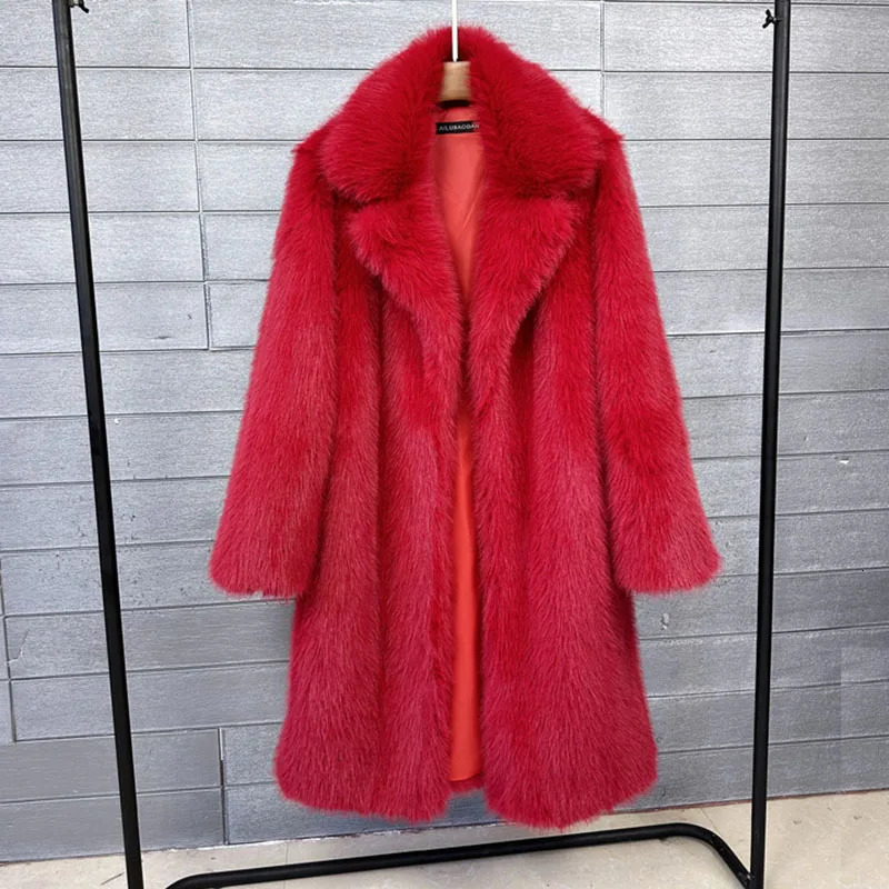 Fur Faux Fur Coat Feminine Elegance 2025 Winter Womens Fur Coat Fashion Temperament Lapel Solid Color Women Fur Coat H193 251029