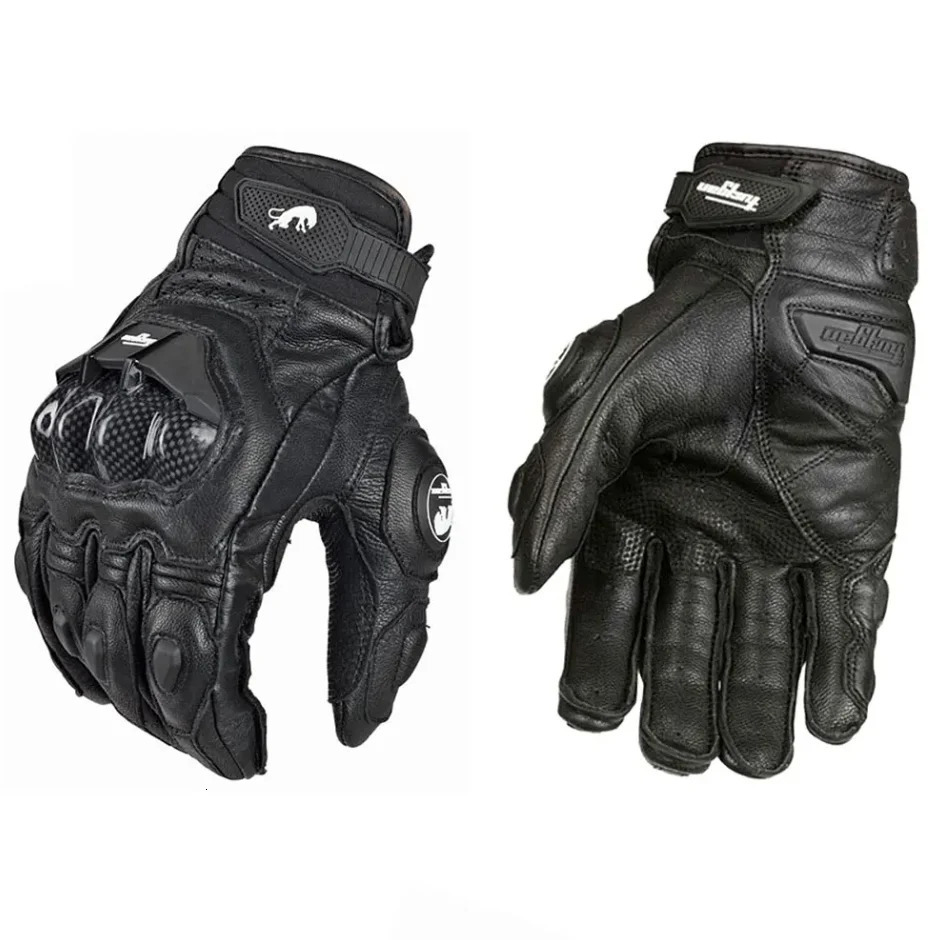 Driving Black White Motorcycle Gloves Genuine Leather Racing Glove Motorbike Sheepskin Cowhide Goat Knight Touch Screen 251013