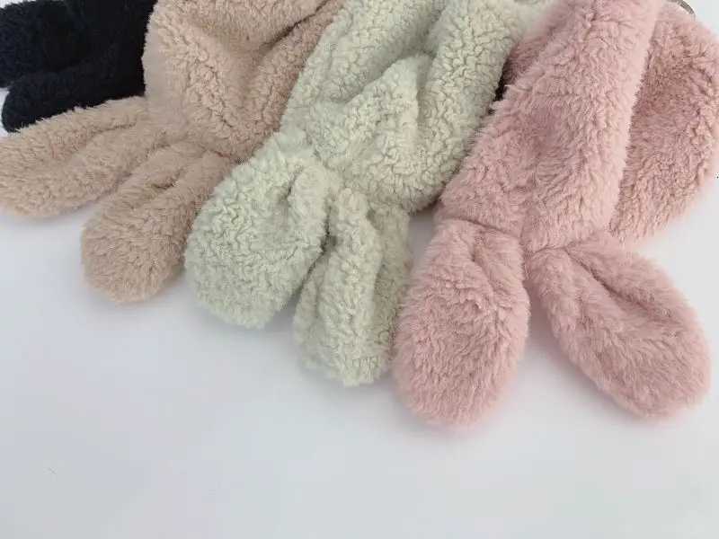 Cute Cartoon Bunny Ear Caps For Kids Winter Warm Hat Toddler Baby Kids Solid Color Kids Boy Girl Earflap Hats Bonnet Gorras251028