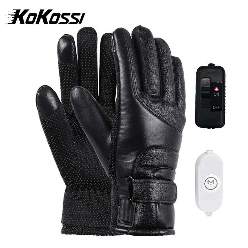 KoKossi Winter Outdoor Electric Heated Gloves Cold Resistance Touch Screen Lamb Fleece Cycling Motorcycle Heating Gloves J251029
