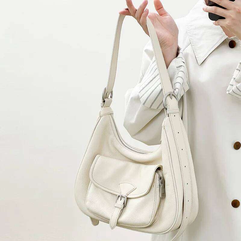 Top Layer Cowhide Vintage Dumpling 2025 New Large Capacity Soft Genuine Leather Fashion Women's One-Shoulder Crossbody Bag Suotong1029