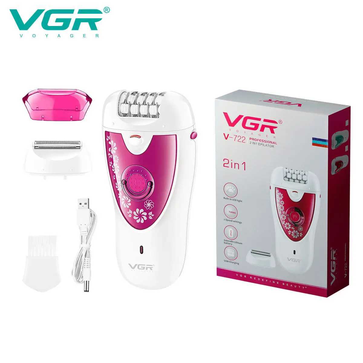 VGR Electric Epilator Women Rechargeable Electric Shaver Whole Body Available Painless Depilat Female Hair Removal Machine 722 J251117