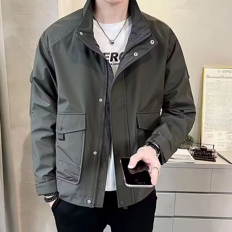 Men's Designer Jacket Jacket Spring Autumn New Trendy Brand Cool Casual Versatile Slim Fit Solid Color Workwear Stand Collar Jacket