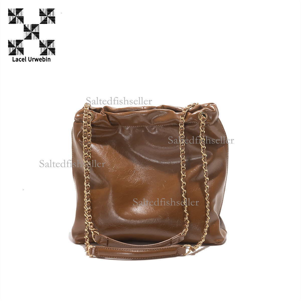 Lacel Urwebin Designer Women's Underarm Shoulder Bag Fashion Chain Drawstring Large Capacity Bucket Bag Simple Suede Handbag Trendy Brand Versati