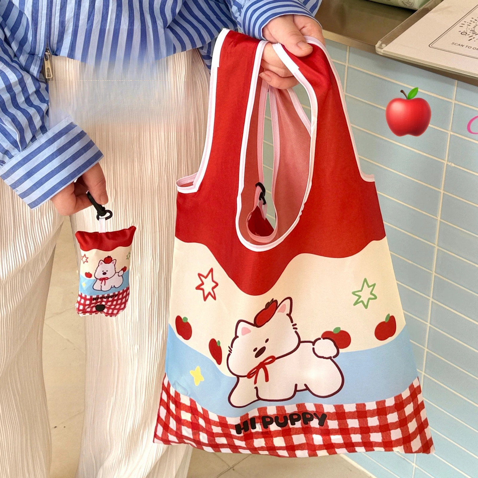 Cute Shopping Bag Large Capacity Supermarket EcoFriendly Bag Foldable And Easy To Carry Bag Together 251029