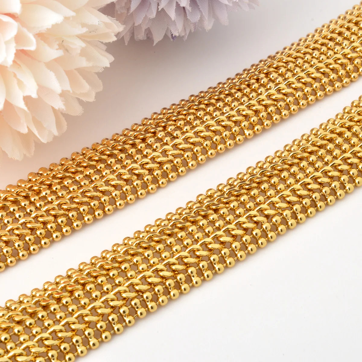 18MM Wide Copper Link Chain Bracelets for Unisex 18K Gold Plated Wristband Miami Curb Bangle Punk Hip Hop Jewellery Party Gift 251028