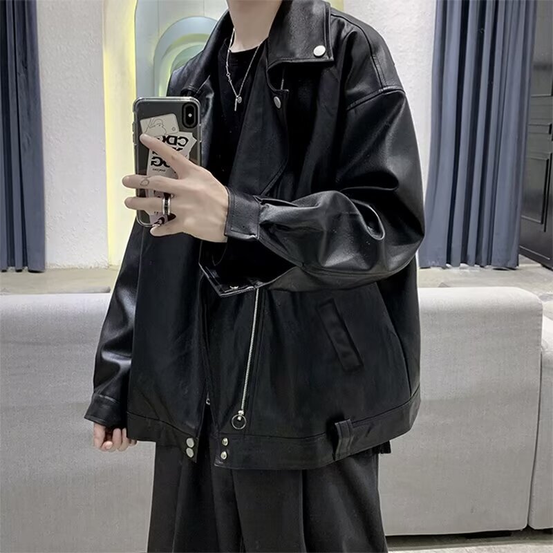 Black Leather Designer Jacket Jacket Men 2025 New American Style Men's Cool Leather Clothing Autumn Winter Motorcycle Men's Coat