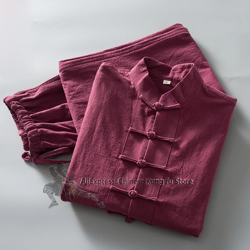 Soft Cotton Linen Longsleeves Chinese Tang Suit Casual Kung fu Tai Chi Uniform Wing Chun Jacket and Pants 251022