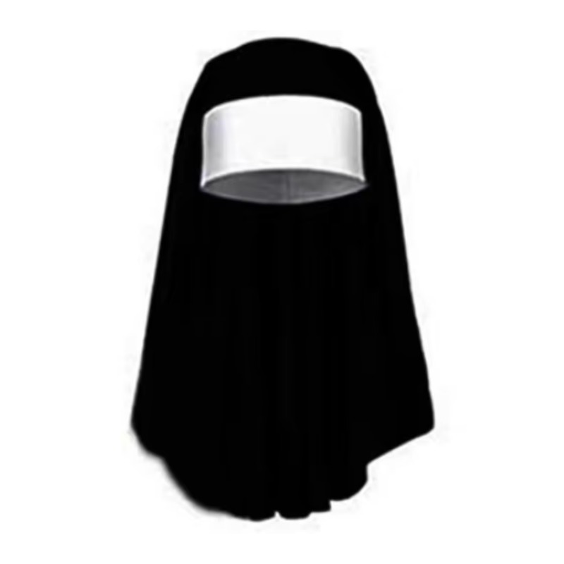 Five nun costume accessories: including a headscarf, collar, glasses, cross necklace, and a scarf prop combination for festival character costumes