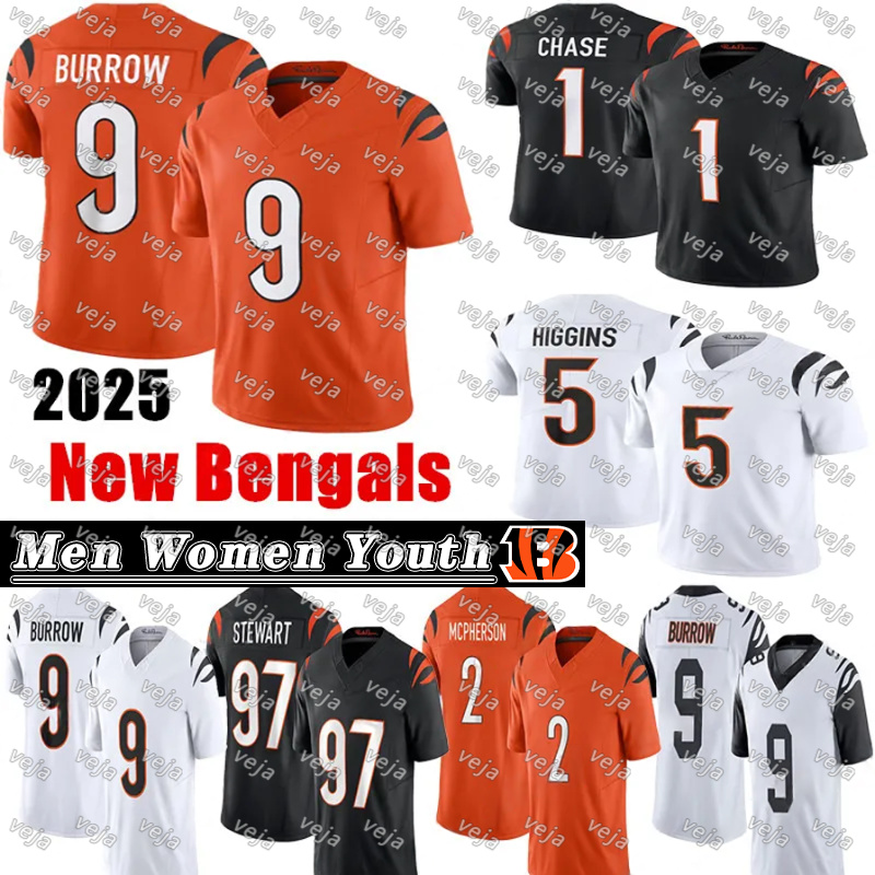 #9 Joe Burrow Football Jersey #1 Ja'Marr Chase Tee Higgins Jermaine Burton Evan McPherson Sam Hubbard Cam Taylor-Britt Mike Gesicki Amarius Mims Shemar Stewart