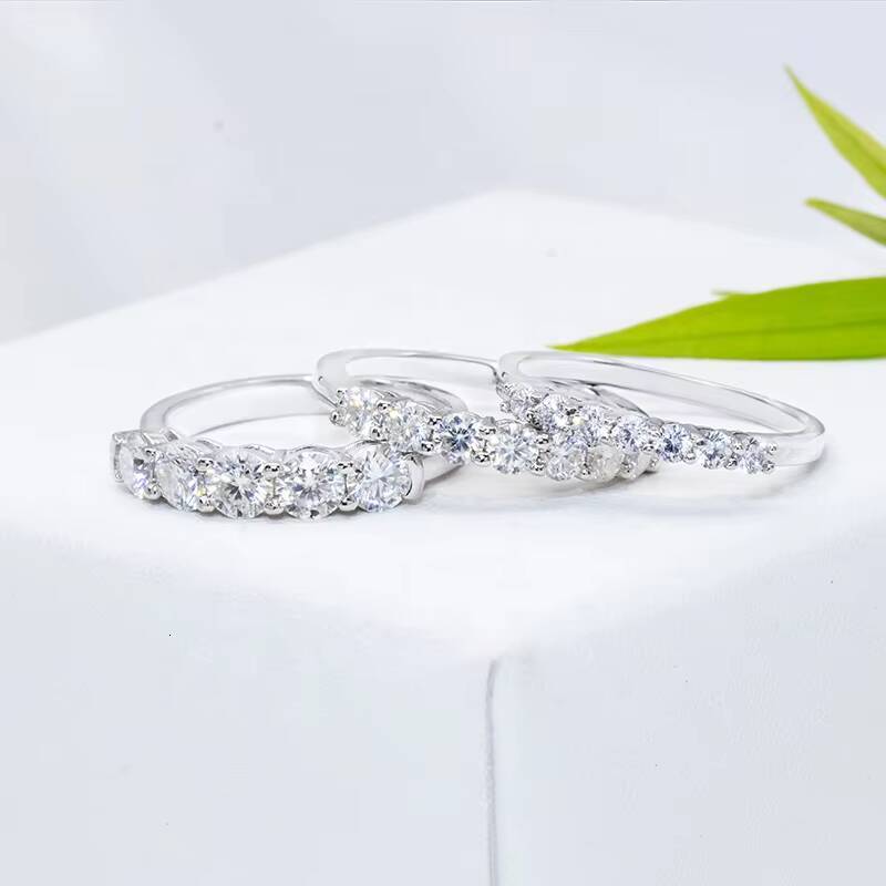 Newest Design Jewelry 14k 18k Gold Moissanite Ring White D VVS High End Eternity Band Ring for Engagement Wedding