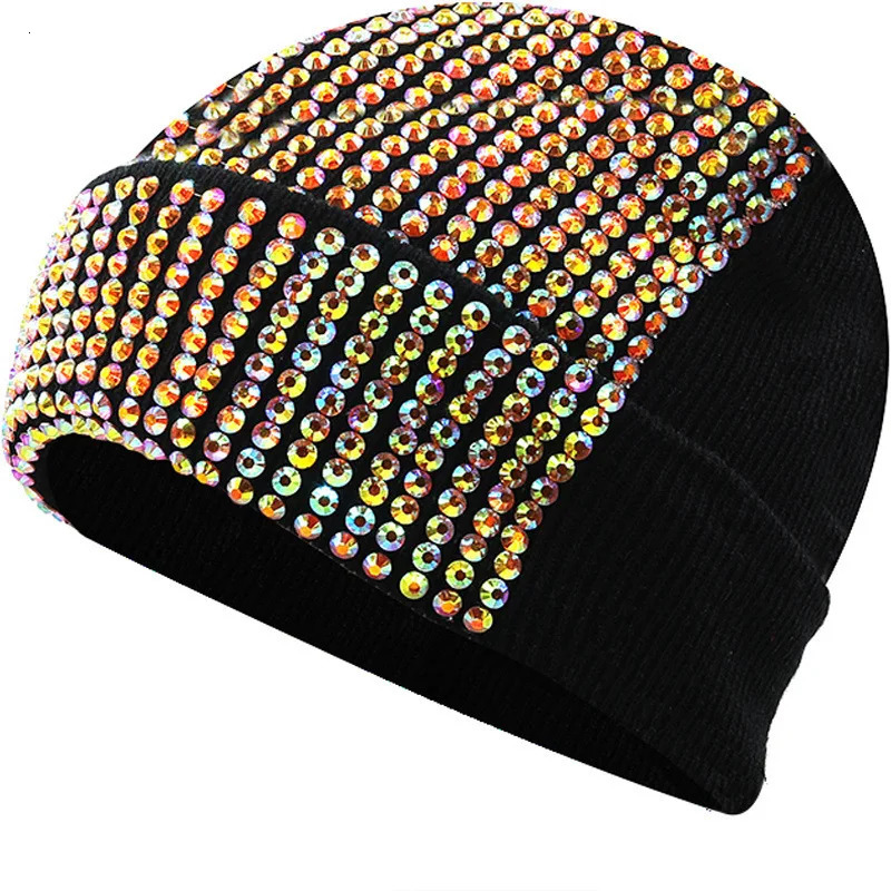 Beanie Diamond Inlaid Solid Color Brimless Bell Shaped Hat Handmade Woolen Warm Sticky Knit 4m857 251013