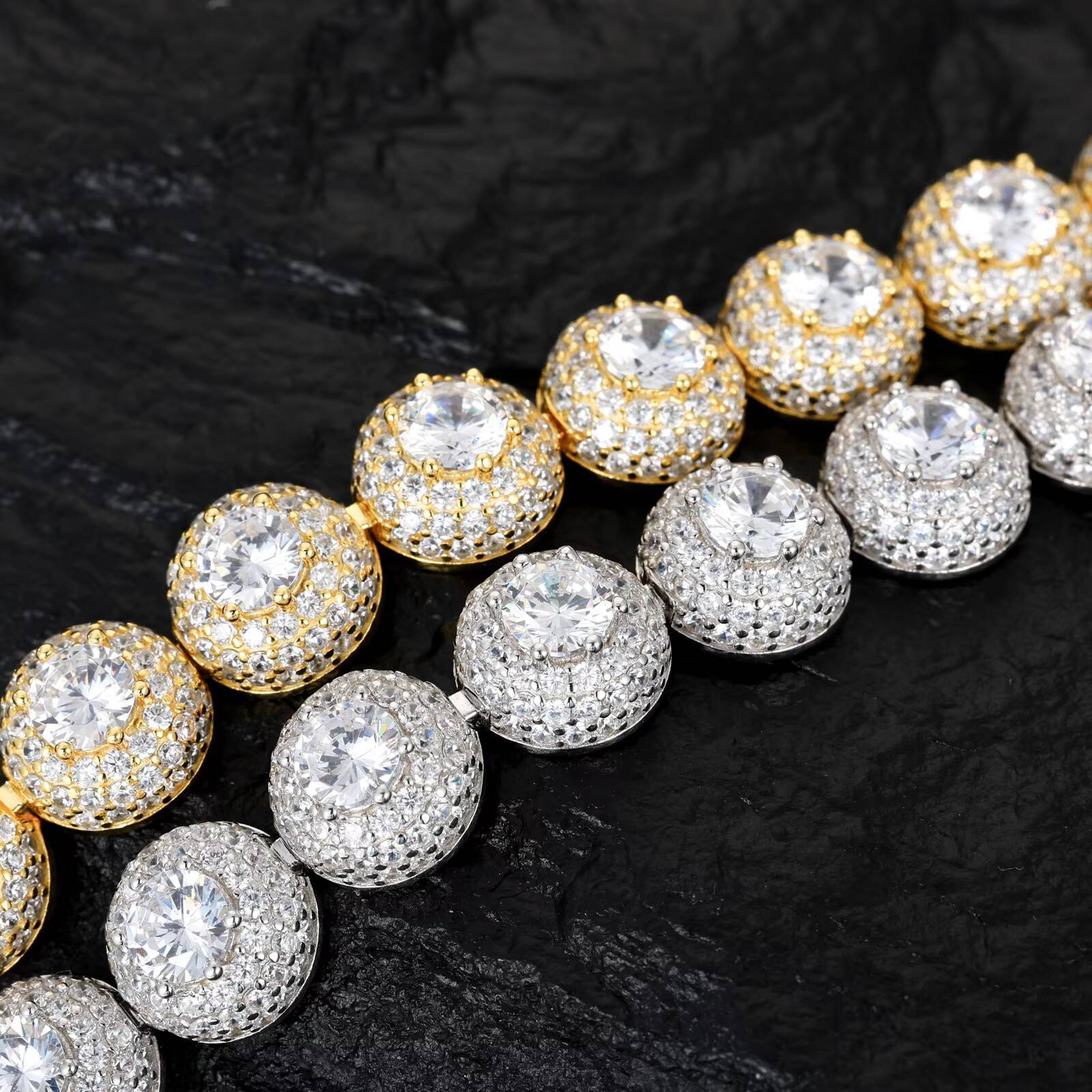 New Designs Luxury 10mm 925 Silver White Gold Plated VVS Moissanite Hip Hop Fine Jewelry Iced Out Round Tennis Bracelet