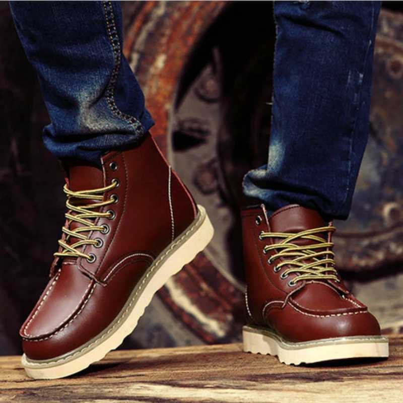 Spring New Genuine Leather Mens Boots Luxury High Quality Men Ankle Boots Fashion Handmade Motorcycle Boots Men Waterproof Shoe Z251029