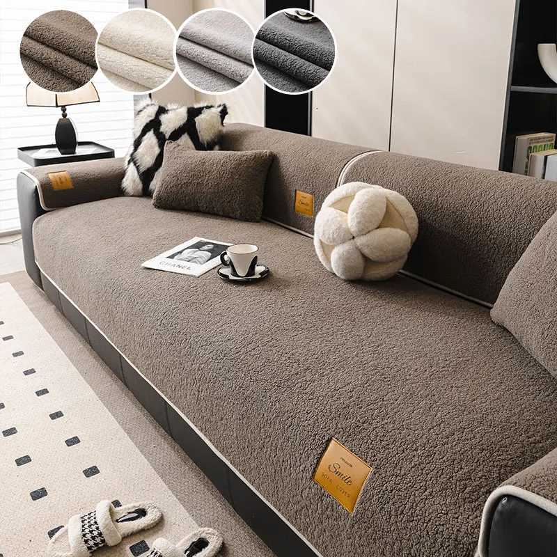 1PCAutumn and Winter Pure Color Simple Lamb Fleece Sofa Mat Universal Multi functional Sofa Mat C251028