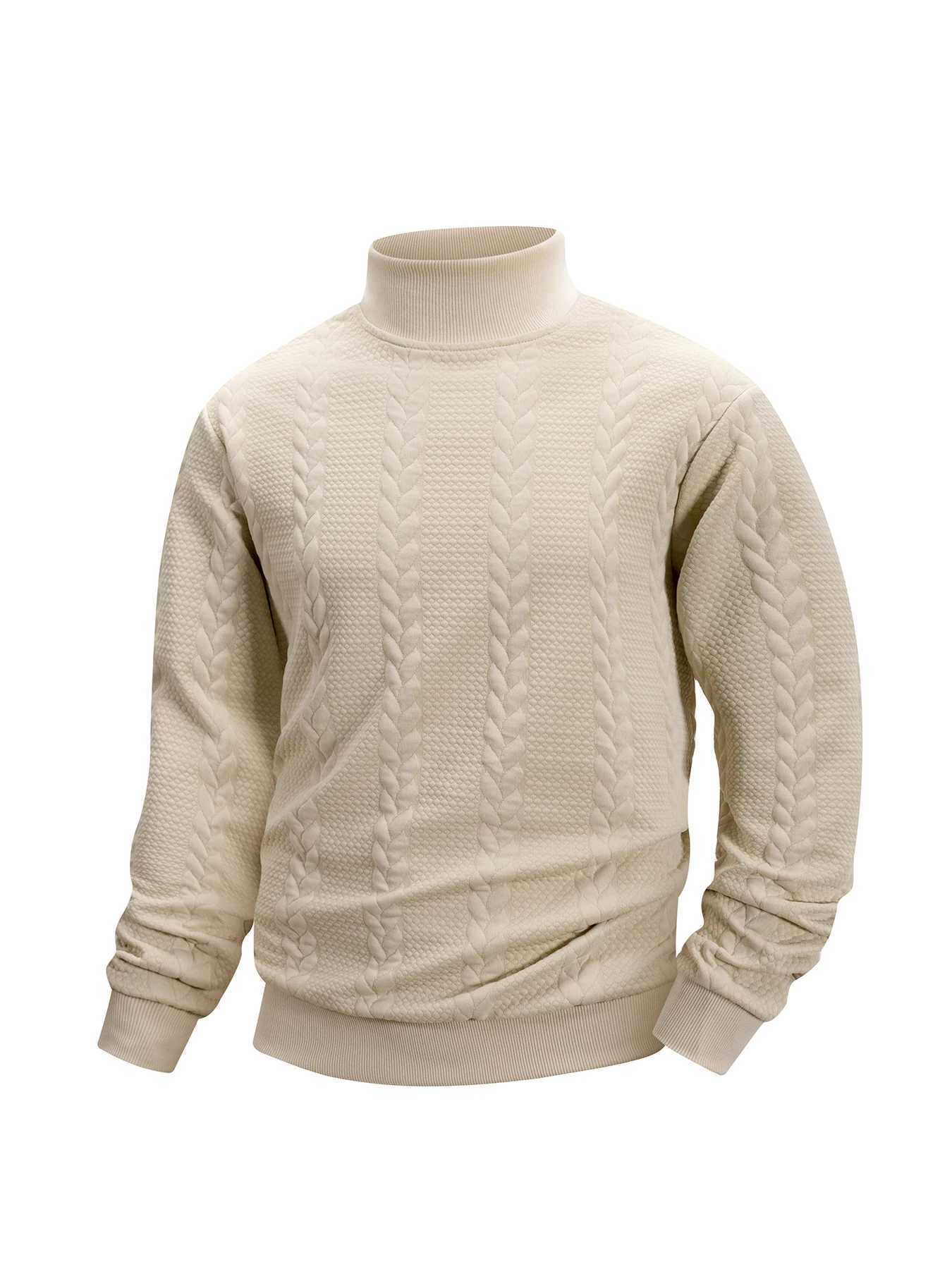 Autumn Casual Long Sleeve Pullover Turtleneck for Old Money Style Solid Color Knitted Jacquard Round Neck Sweater Male Clothing J251029