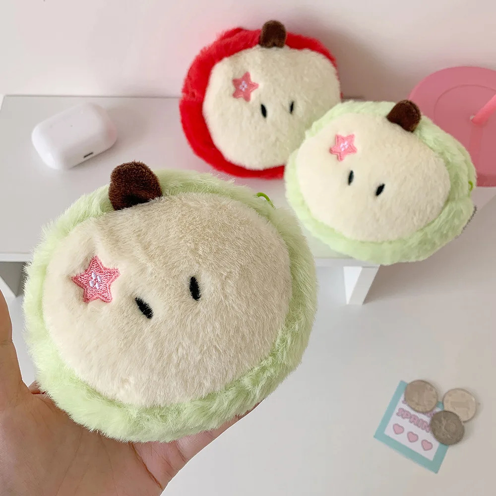 Kawaii Mini Apple Plush Coin Purse Creative Cartoon Mini Storage Bag Zero Wallet Cute Apple Coin Purse Holiday Party Gifts 251029