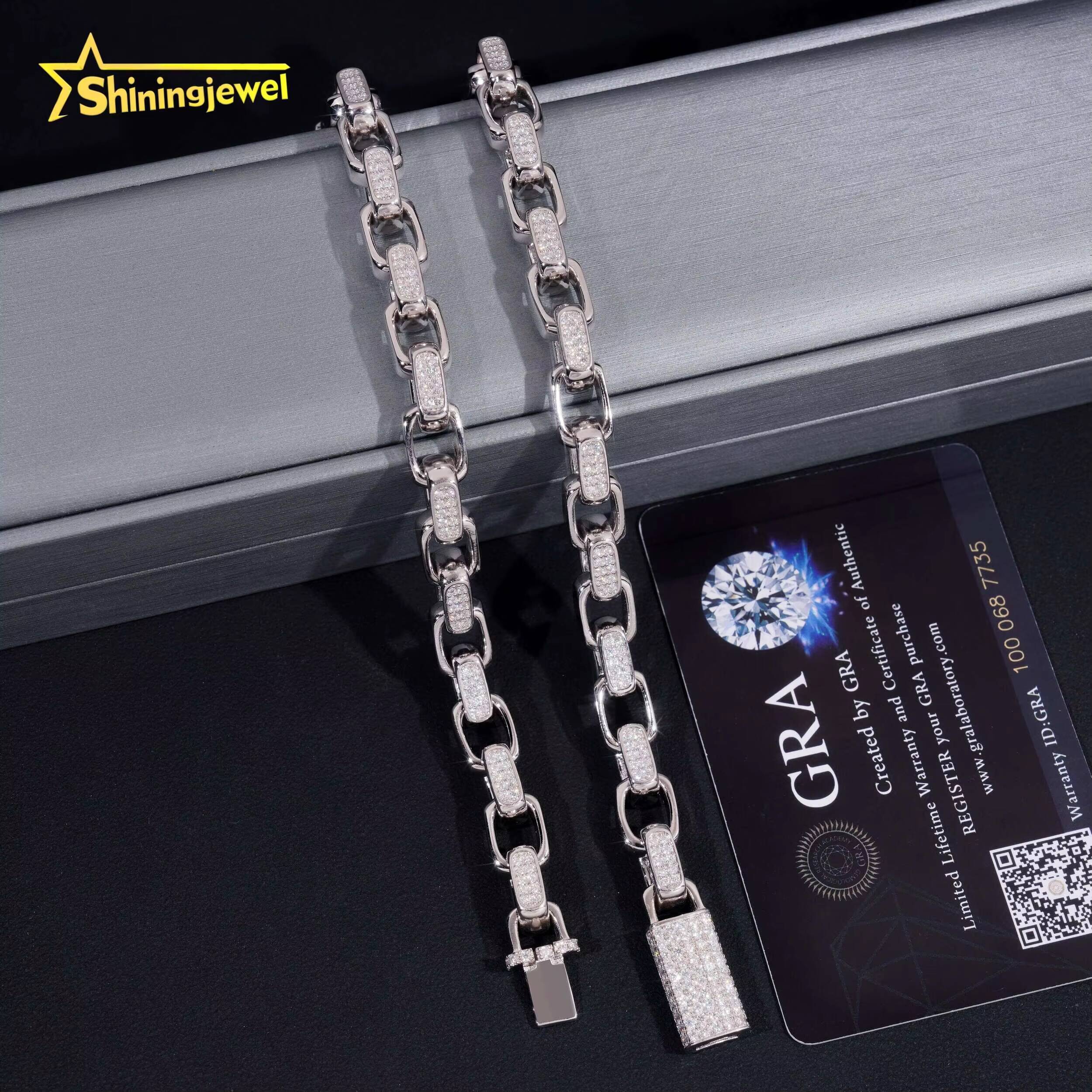 Cuban Mens Bracelet Sterling Silver 925 Luxury Gold Plated GRA Moissanite Hip Hop Cuban Link Chain Fine Jewelry