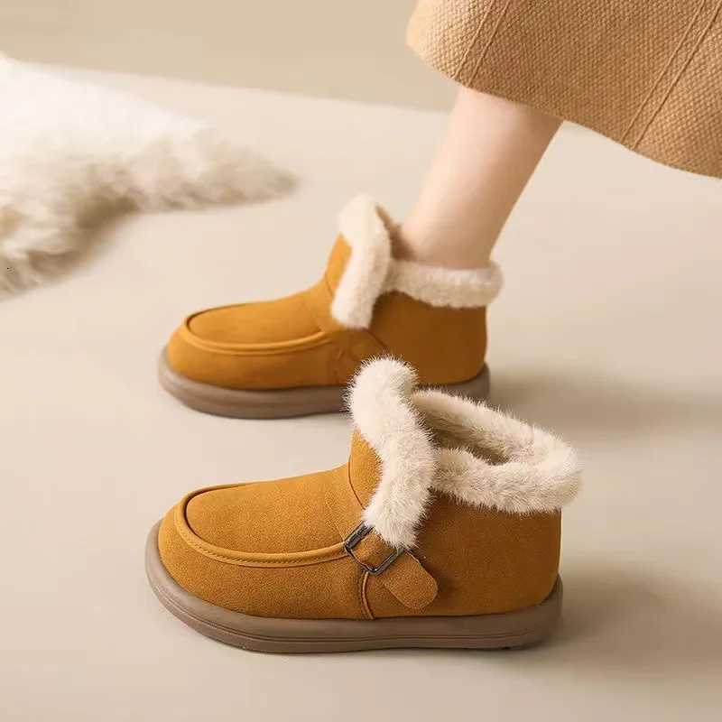 Winter Womens Snow Boots Korean Version New Plush Comfortable Super Warm Anti Slip Soft Bottom Belt Buckle Womens Shoes Z251029