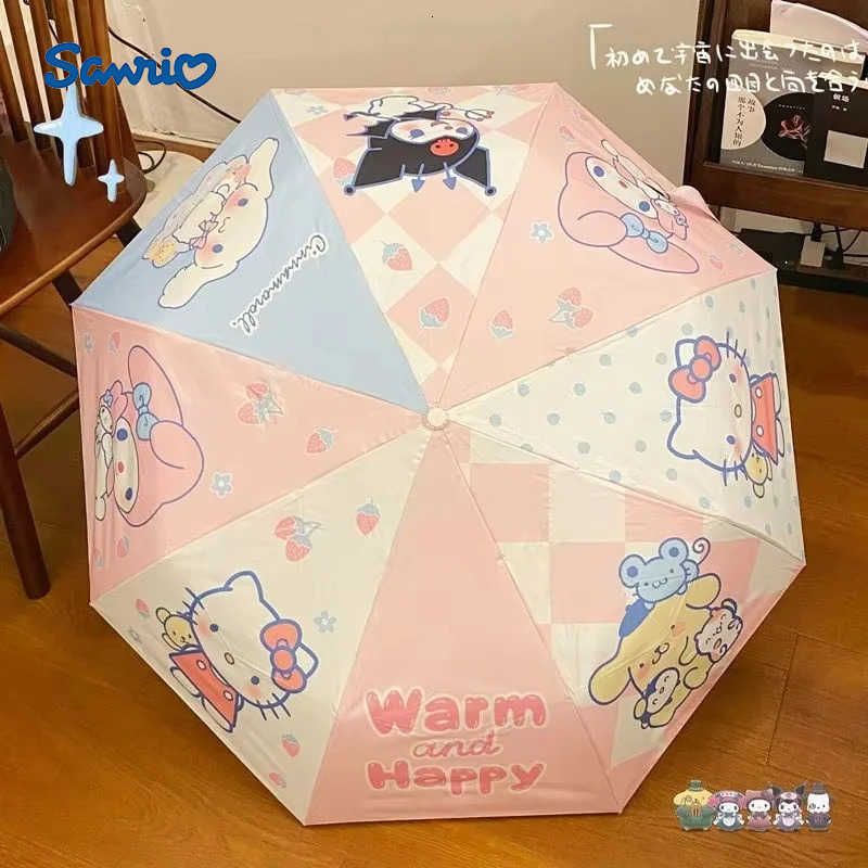 Sanrio Hellokitty Kuromi UV Protection Sunshade Umbrella for Girls Sunny Rain Hellokitty Cat Design Girls Birthday Gift L251029
