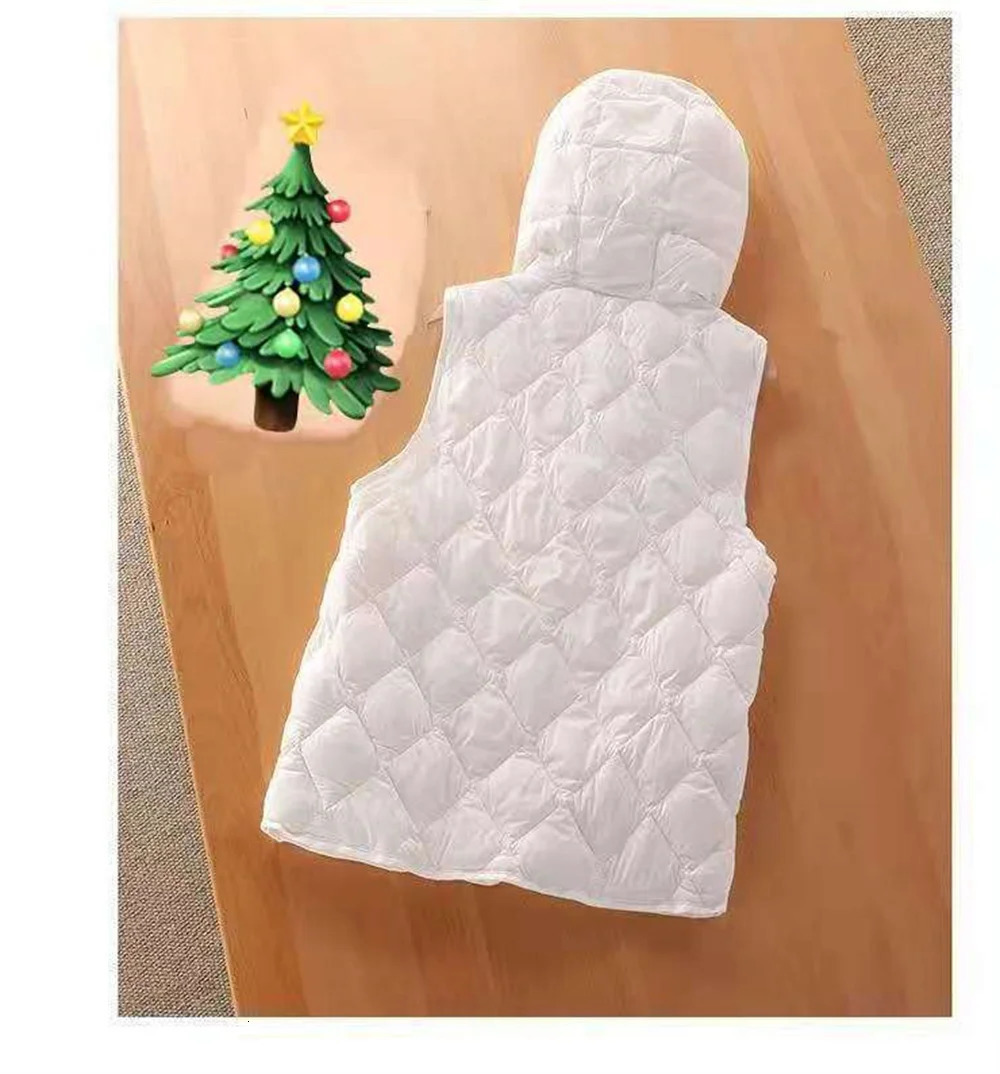Women Autumn Winter Short Loose Hooded Sleeveless Jacket Solid Outwear Female Cotton Waistcoat Ultra Light Down Vest 251029