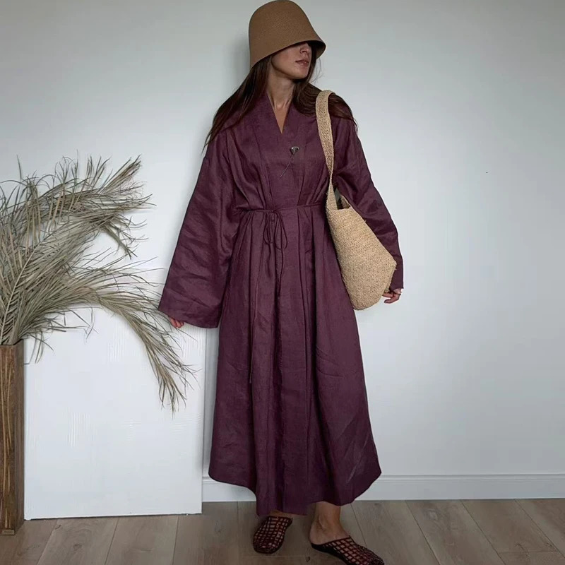 2025 Summer Autumn Linen Cardigan Long outerwear Women cape 251029