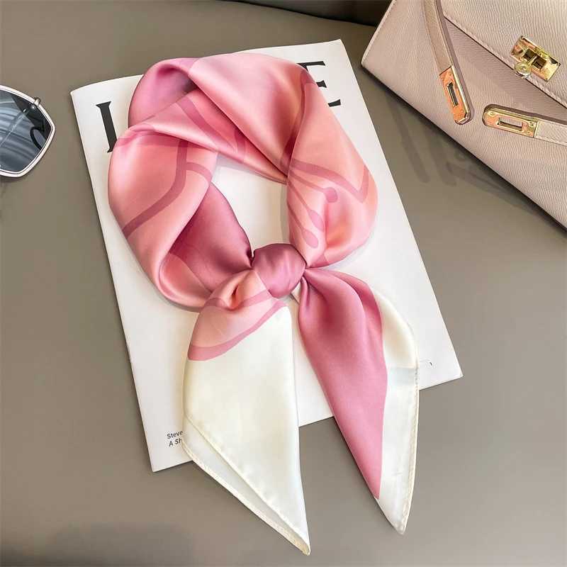 Silk Square Scarf Women Satin Bandana Print Scarves Head Band Fashion Lady Hair Shawl and Wrap Female Neckerchief Hijab 2024W251029