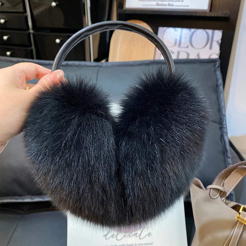Winter Real Fox Fur Earmuffs for Women Natural Fox Fur Scarves Dual use Genuine Warmer Plush EarMuff Outdoor Solid Fur Scarf 251029