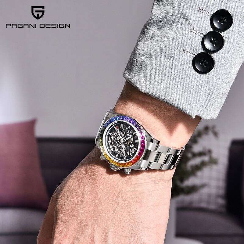 PAGANI DESIGN Fully Automatic Colorful Hollow Visible Movement Men's Mechanical Watch PD-1777